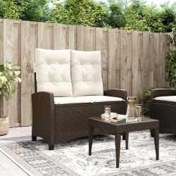 Banc inclinable de jardin avec coussins marron résine tressée 560933560933