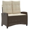 Banc inclinable de jardin avec coussins marron résine tressée 560933560933