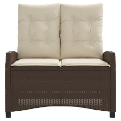 Banc inclinable de jardin avec coussins marron résine tressée 560933560933