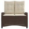 Banc inclinable de jardin avec coussins marron résine tressée 560933560933