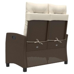 Banc inclinable de jardin avec coussins marron résine tressée 560933560933