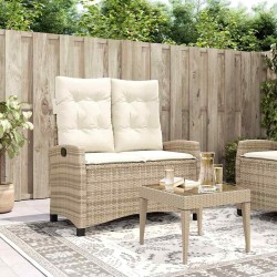 Banc inclinable de jardin avec coussins beige résine tressée 560934560934