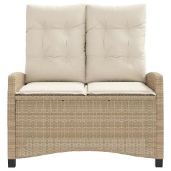 Banc inclinable de jardin avec coussins beige résine tressée 560934560934