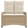 Banc inclinable de jardin avec coussins beige résine tressée 560934560934