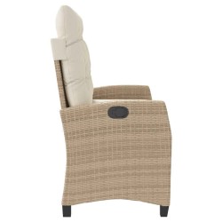 Banc inclinable de jardin avec coussins beige résine tressée 560934560934