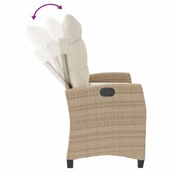 Banc inclinable de jardin avec coussins beige résine tressée 560934560934