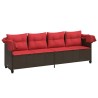 Chaise longue avec auvent et coussins marron résine tressée 560938560938