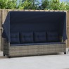 Chaise longue avec auvent et coussins gris résine tressée 560939560939