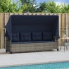 Chaise longue avec auvent et coussins gris résine tressée 560939560939