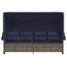 Chaise longue avec auvent et coussins gris résine tressée 560939560939