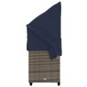 Chaise longue avec auvent et coussins gris résine tressée 560939560939