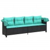Chaise longue avec auvent et coussins noir résine tressée 560940560940