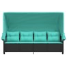 Chaise longue avec auvent et coussins noir résine tressée 560940560940