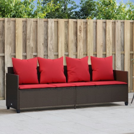 Chaise longue avec coussins marron résine tressée 560942560942