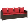 Chaise longue avec coussins marron résine tressée 560942560942