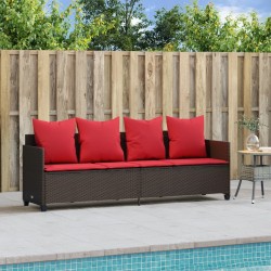 Chaise longue avec coussins marron résine tressée 560942560942