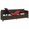 Chaise longue avec coussins marron résine tressée 560942560942