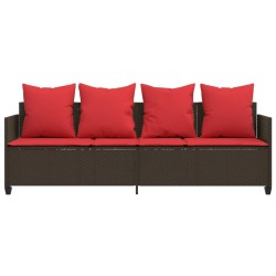 Chaise longue avec coussins marron résine tressée 560942560942