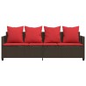 Chaise longue avec coussins marron résine tressée 560942560942