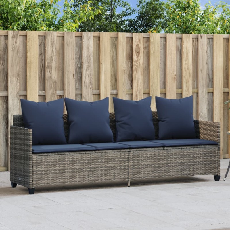 Chaise longue avec coussins gris résine tressée 560945560945