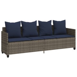 Chaise longue avec coussins gris résine tressée 560945560945