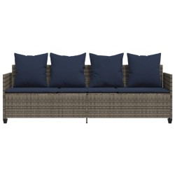 Chaise longue avec coussins gris résine tressée 560945560945