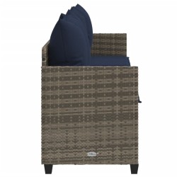 Chaise longue avec coussins gris résine tressée 560945560945