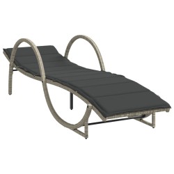 Chaise longue et coussin gris clair 60x199x42 cm résine tressée 560946560946