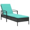 Transat avec coussin 1-personne Noir 63 x 200 x 81 cm polyrotin 560947560947