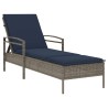 Chaise longue avec coussin Gris 63 x 200 x 81 cm Résine tressée (États-Unis uniquement) 560948560948