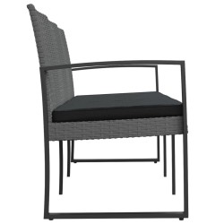 Banc de jardin à 3 places et coussins gris foncé PP rotin 561203561203