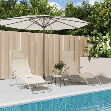 Chaises longues pliables lot de 2 crème textilène et acier 561207561207