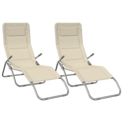 Chaises longues pliables lot de 2 crème textilène et acier 561207561207