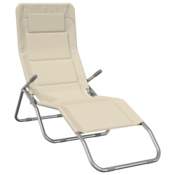 Chaises longues pliables lot de 2 crème textilène et acier 561207561207