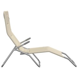 Chaises longues pliables lot de 2 crème textilène et acier 561207561207