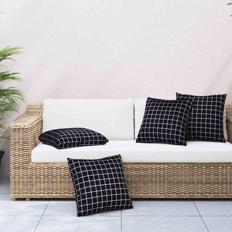 Coussins Éparpillés À carreaux 4 pcs Carreaux Noirs 60 x 60 cm 561225561225