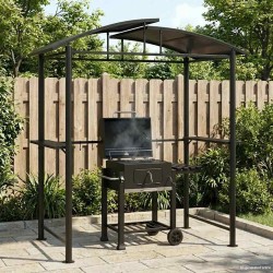 Gazebo BBQ et étagères latérales anthracite 210x114x230cm acier 561241561241