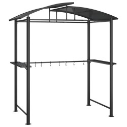 Gazebo BBQ et étagères latérales anthracite 210x114x230cm acier 561241561241
