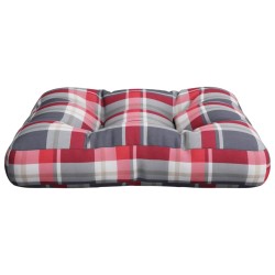 Coussin de palette motif à carreaux rouge 60x60x12 cm tissu 561245561245