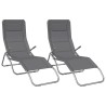 Chaises longues pliables lot de 2 gris textilène et acier 561252561252