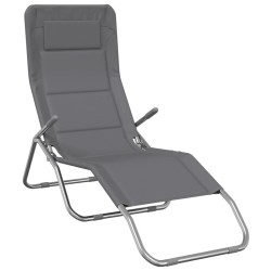 Chaises longues pliables lot de 2 gris textilène et acier 561252561252