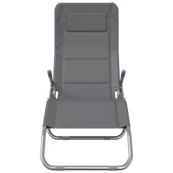 Chaises longues pliables lot de 2 gris textilène et acier 561252561252