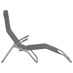 Chaises longues pliables lot de 2 gris textilène et acier 561252561252