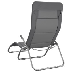 Chaises longues pliables lot de 2 gris textilène et acier 561252561252