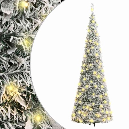 Sapin de Noël artificiel escamotable neige floquée 50 LED 120cm 561315561315