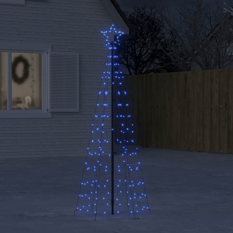 Sapin de Noël à LED avec piquets 220 LED bleu 180 cm 561321561321