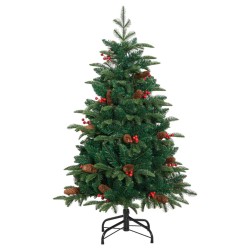 Sapin de Noël artificiel avec pommes de pin et baies 120 cm 561342561342