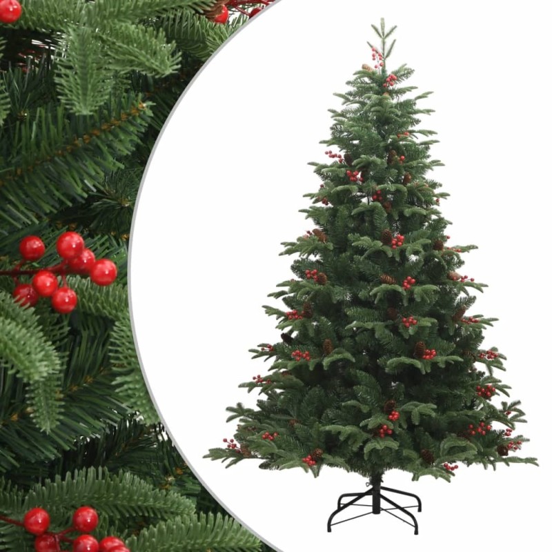 Sapin de Noël artificiel avec pommes de pin et baies 210 cm 561347561347