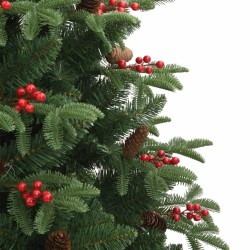 Sapin de Noël artificiel avec pommes de pin et baies 210 cm 561347561347
