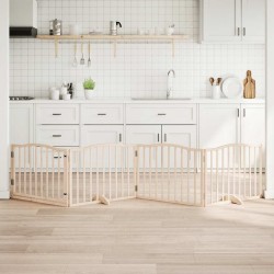 Barrière pour chiens avec porte 4 panneaux bois de peuplier 561415561415